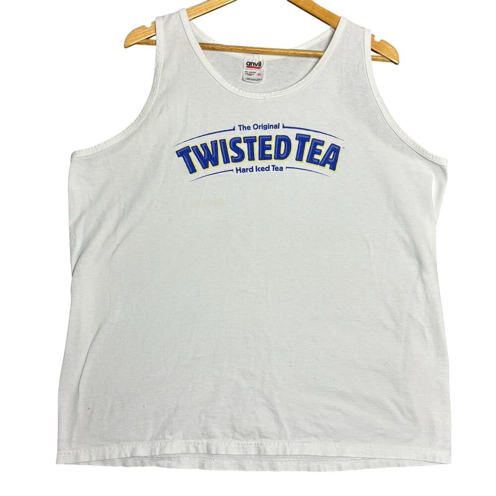 Vintage Twisted Iced Tea Tank Top Mens XL White 90s Beach Cookout Muscle Shirt